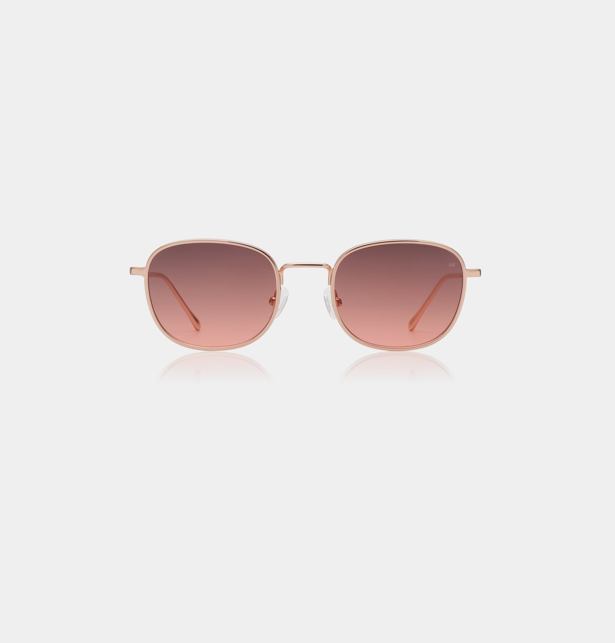 Firkantet A.Kjærbede metalstel solbriller med rose gold glas