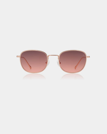 Firkantet A.Kjærbede metalstel solbriller med rose gold glas