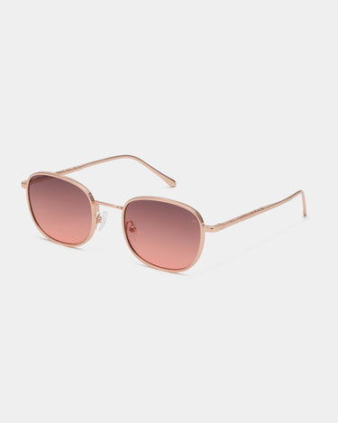 Firkantet A.Kjærbede metalstel solbriller med rose gold glas - set fra siden