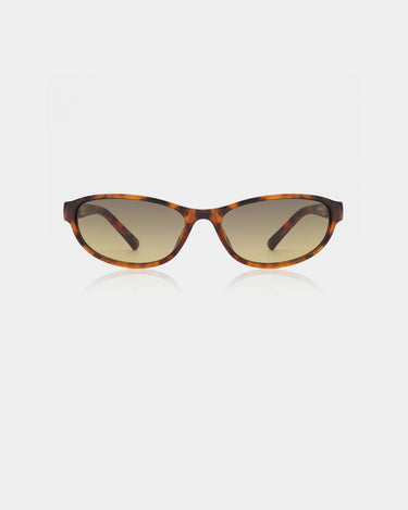 Smalle cat-eye plettede brune A.Kjærbede solbriller med gul glas