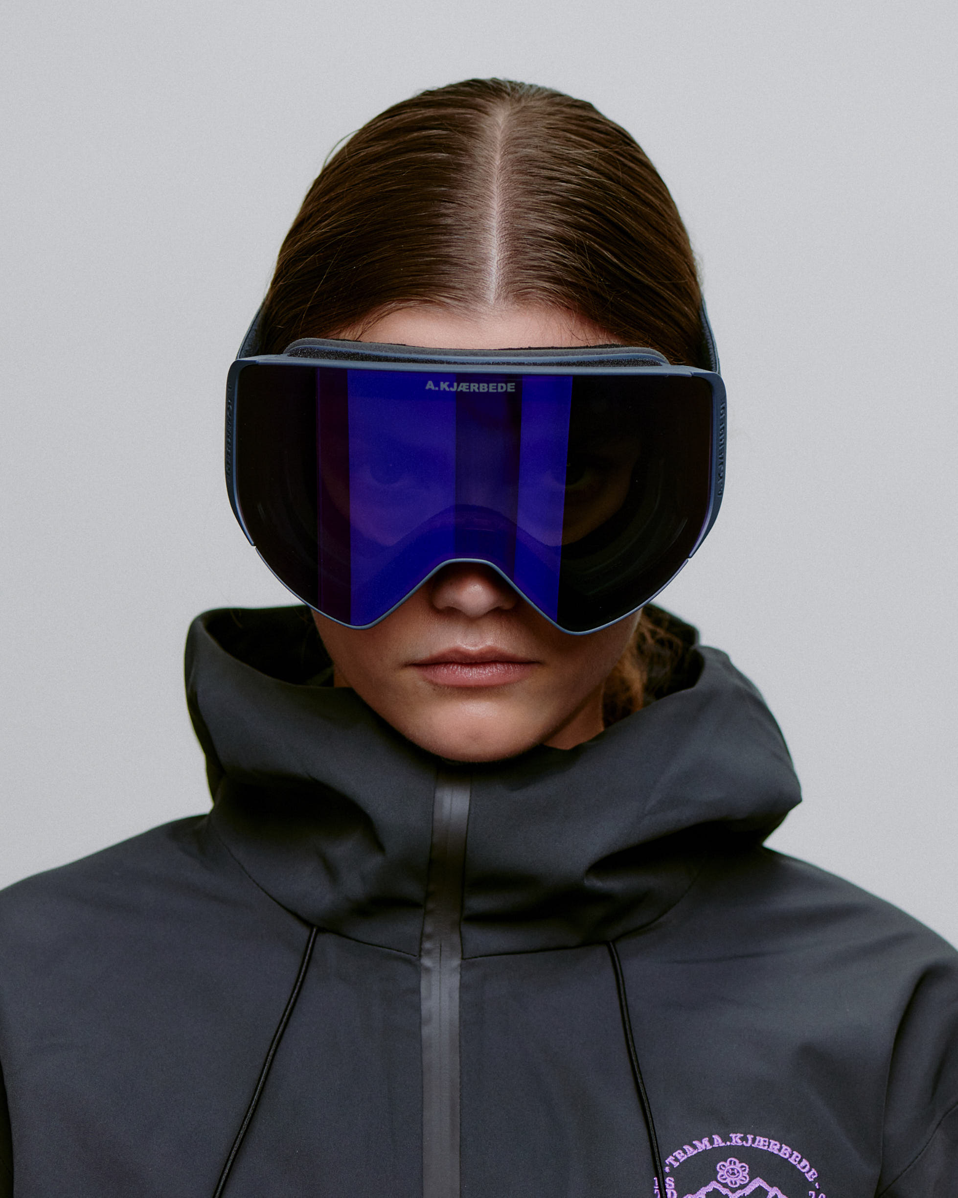 Grå A.Kjærbede skibriller med lilla linse på dame model