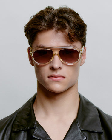 Store transparent aviator A.Kjærbede solbriller med mørk glas - herremodel