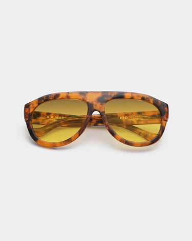 Store havana aviator A.Kjærbede solbriller med brun linse - liggende