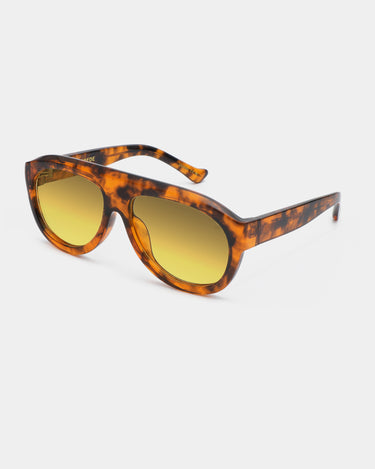 Store havana aviator A.Kjærbede solbriller med brun linse - fra siden