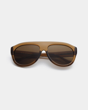 Store brune aviator A.Kjærbede solbriller med mørk glas - liggende