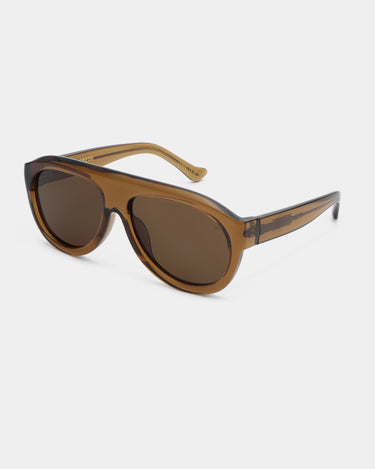 Store brune aviator A.Kjærbede solbriller med mørk glas - fra siden